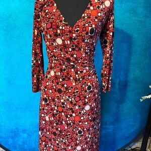 Y2K retro geometric wrap midi dress